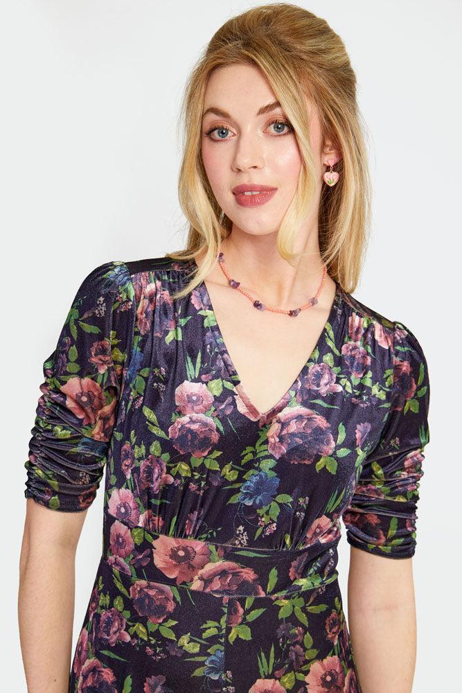 Velvet Floral Wide Jumpsuit