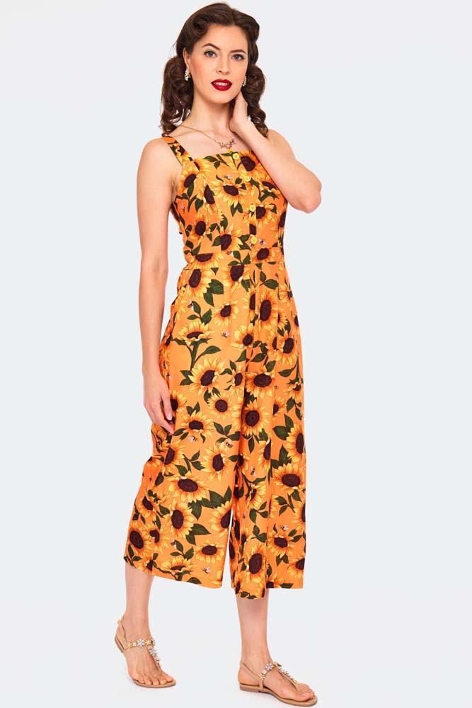 Printed Sunflower Jumpsuit