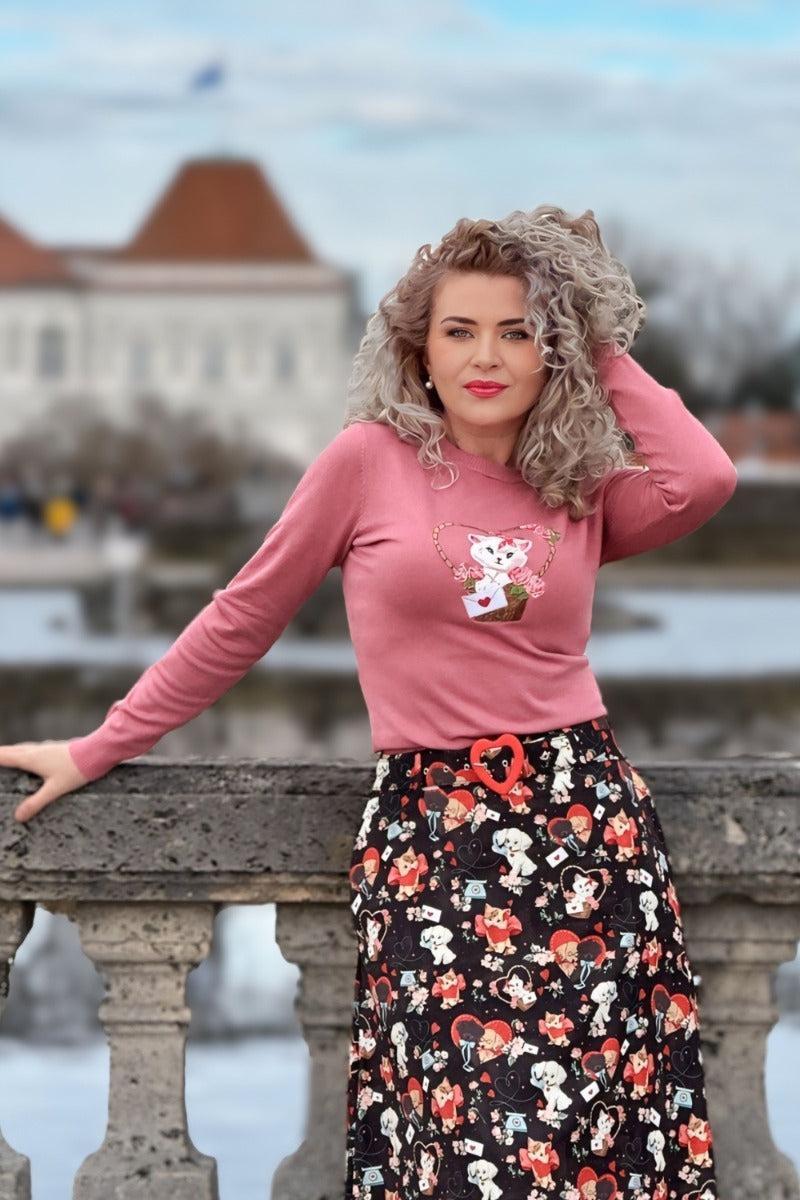 Kitty Love Letter Sweater Pink