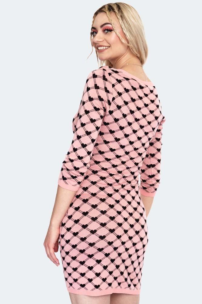 Knitted Heart Pattern Dress