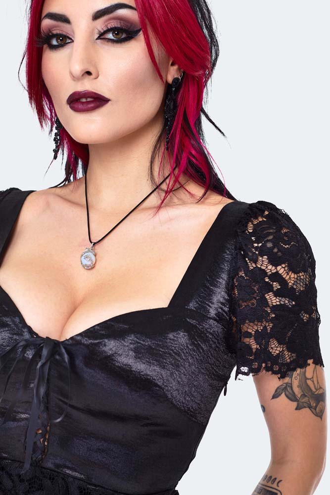 Lace Frill Fishtail Midi Dress