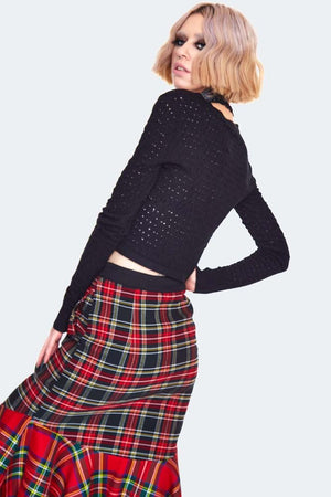 Lace Knit Drawstring Sweater