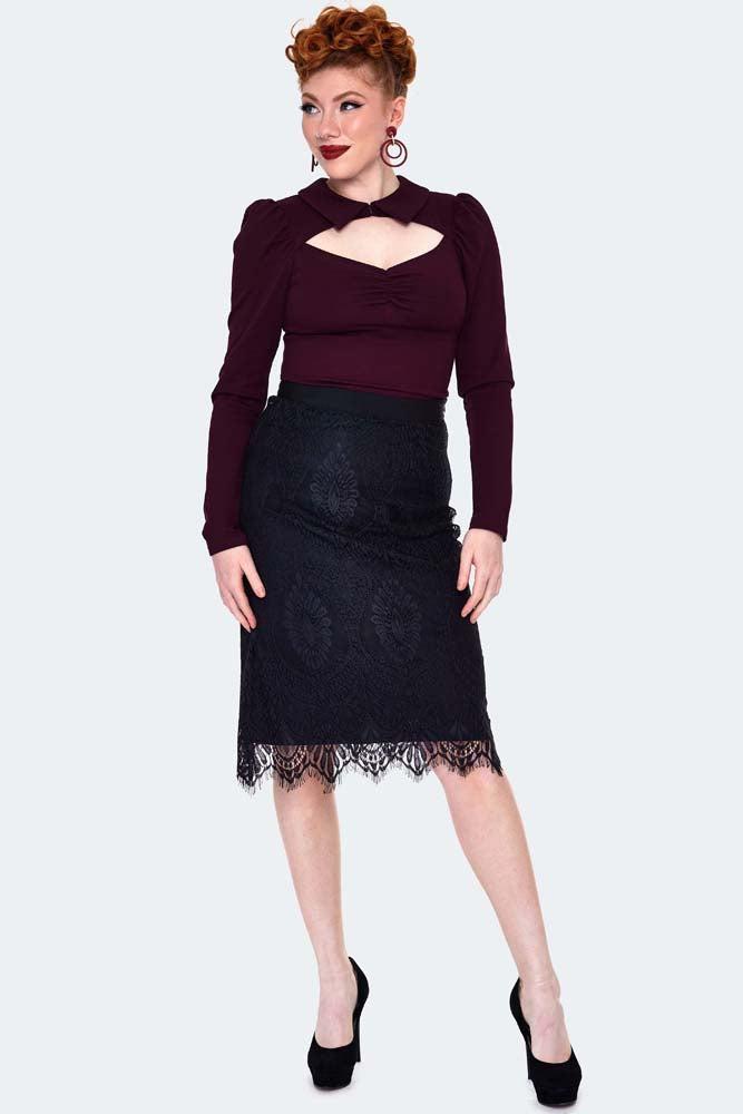 Black Lace Midi Skirt