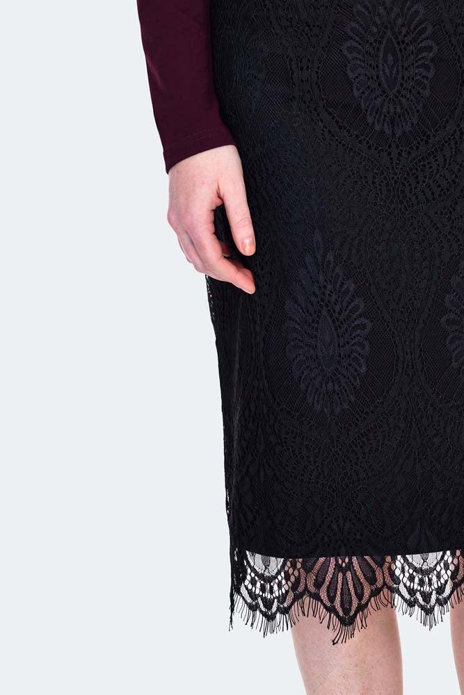 Black Lace Midi Skirt