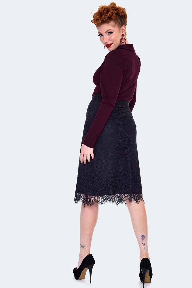 Black Lace Midi Skirt