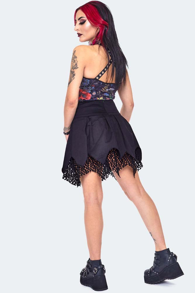 Lace Up Pleated Skirt
