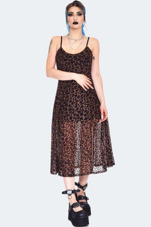 Leopard Print Midi Slip Dress