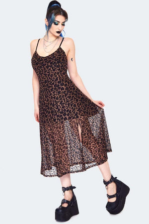 Leopard Print Midi Slip Dress