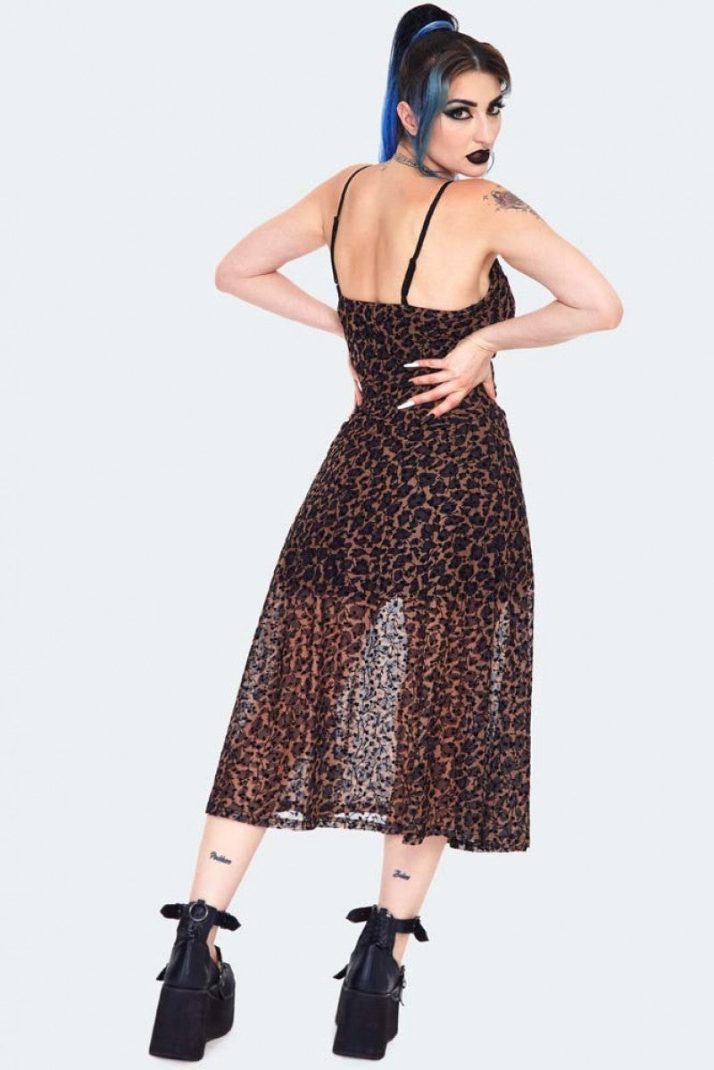 Leopard Print Midi Slip Dress