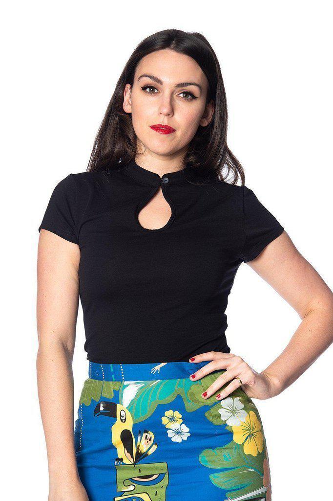 Mandarin Collar Top-Banned-Dark Fashion Clothing