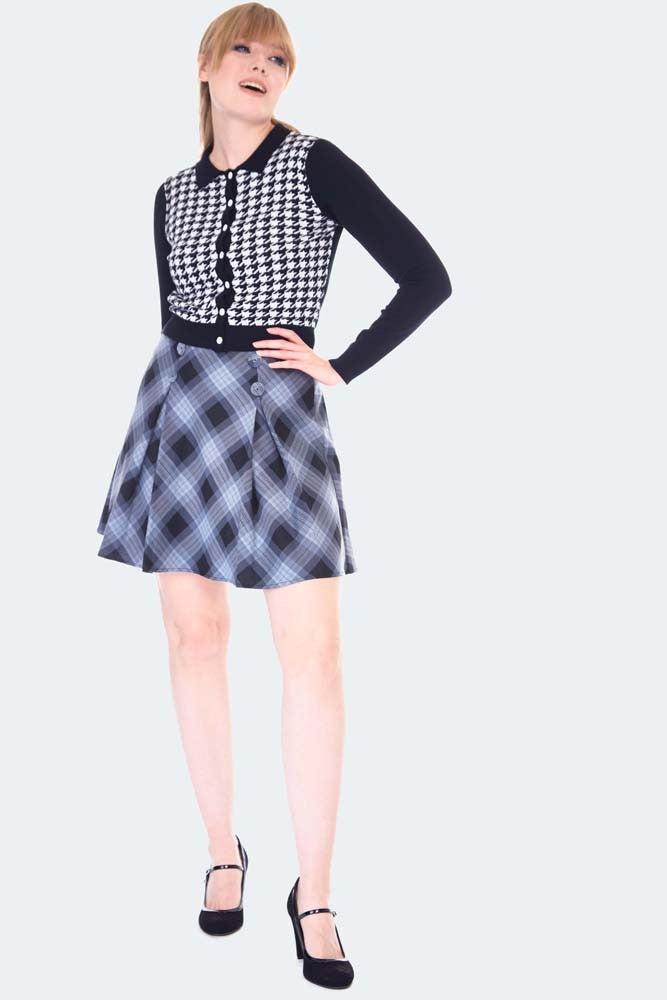 Houndstooth Collared Cardigan
