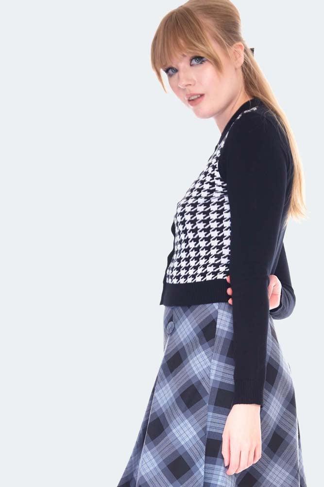 Houndstooth Collared Cardigan