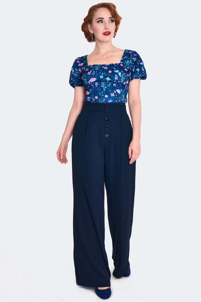 Moth And Floral Print Top