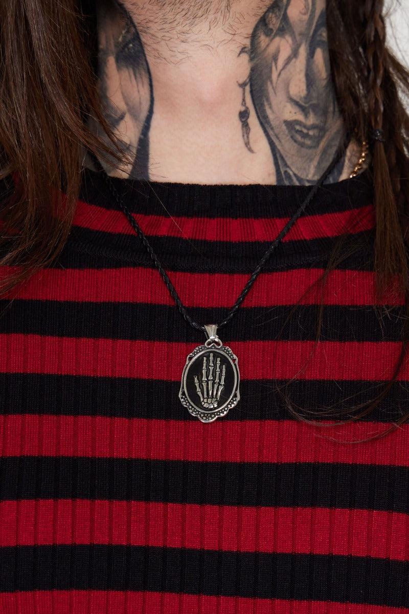 Cameo Skeleton Hand Necklace-Jawbreaker-Dark Fashion Clothing