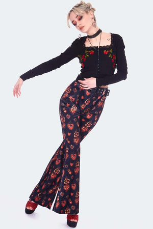 Night Rose Embroidered Top