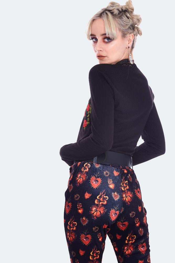 Night Rose Embroidered Top