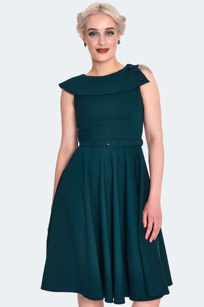 Green Plain Flare Dress