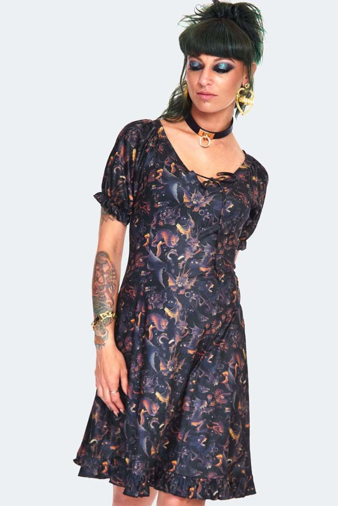 Paradise Lost Print Babydoll Dress