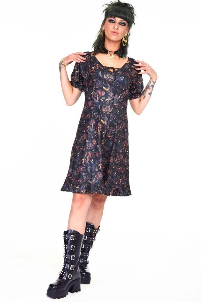 Paradise Lost Print Babydoll Dress