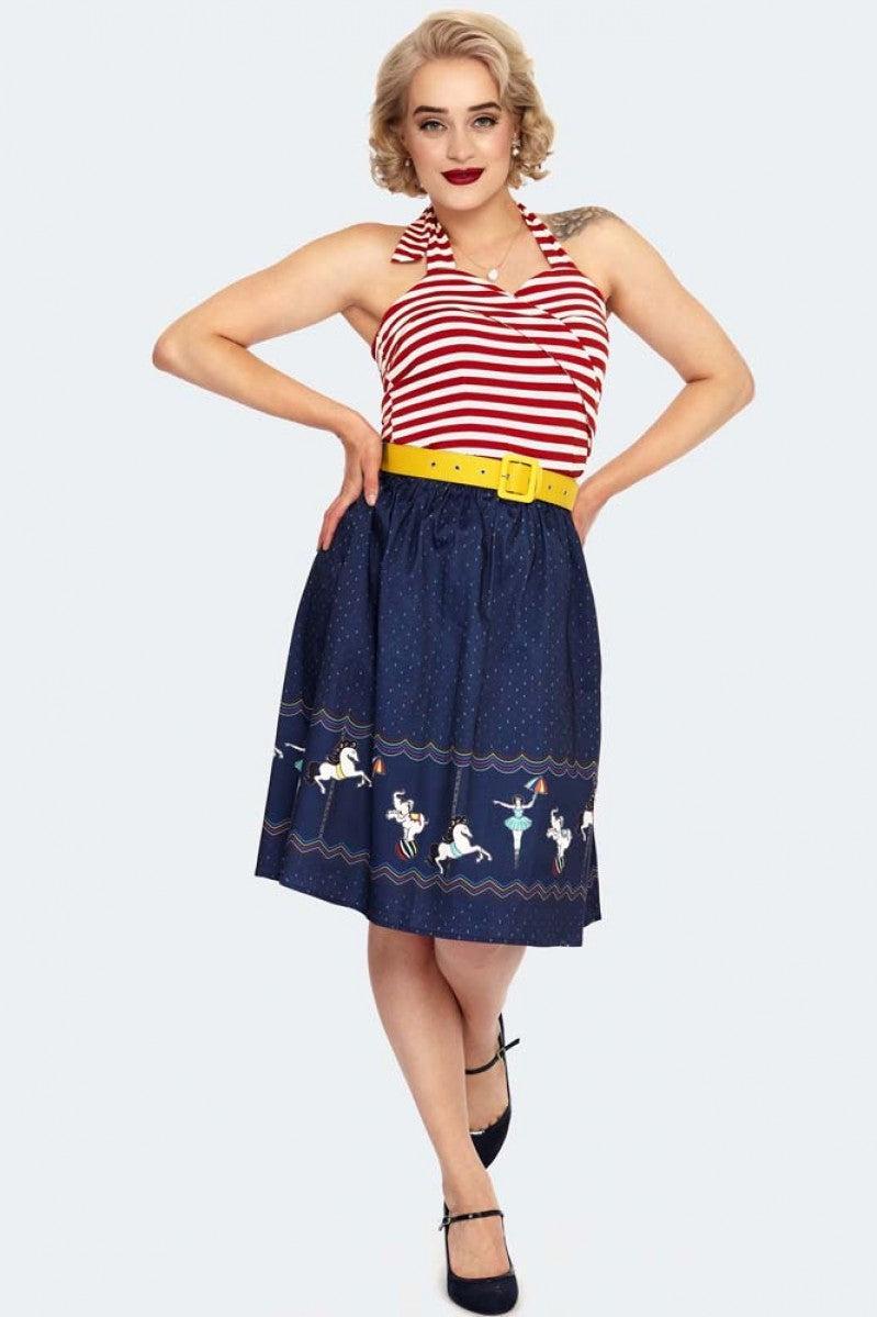 Patricia Print Skirt With A Circus-themed Border