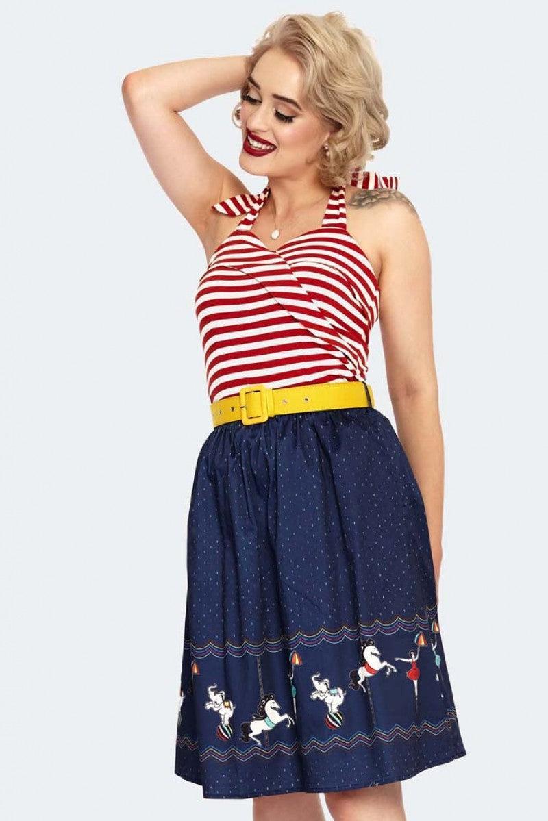 Patricia Print Skirt With A Circus-themed Border