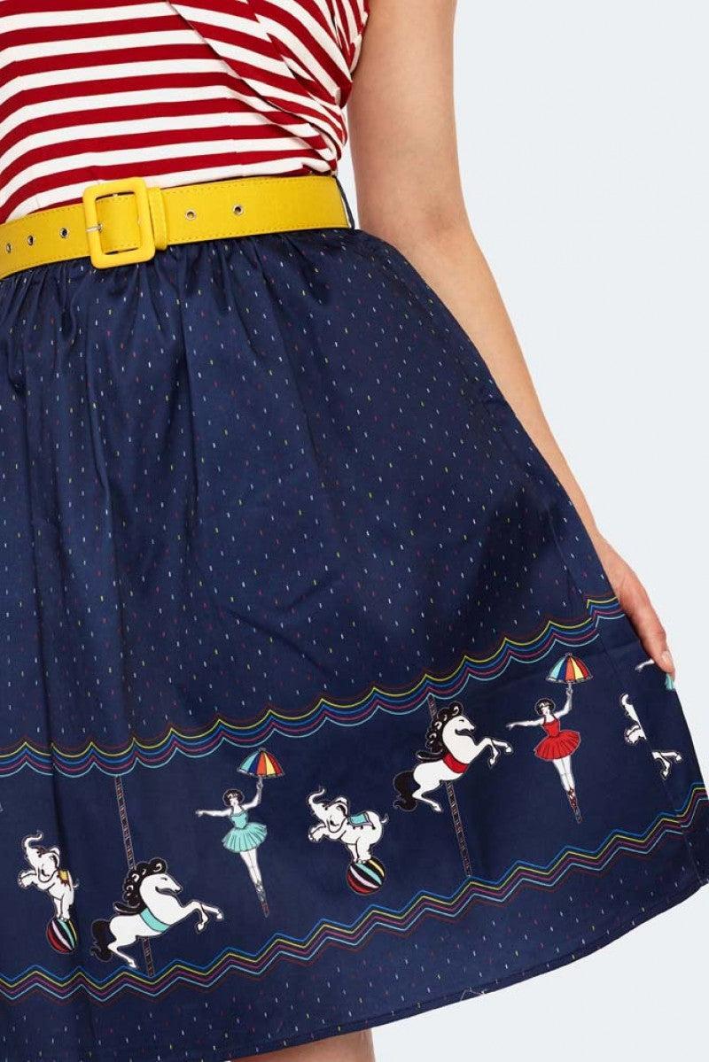 Patricia Print Skirt With A Circus-themed Border