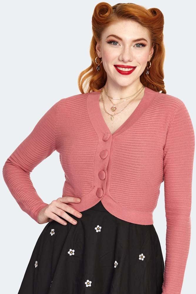60s Textured Knit Cropped Cardigan