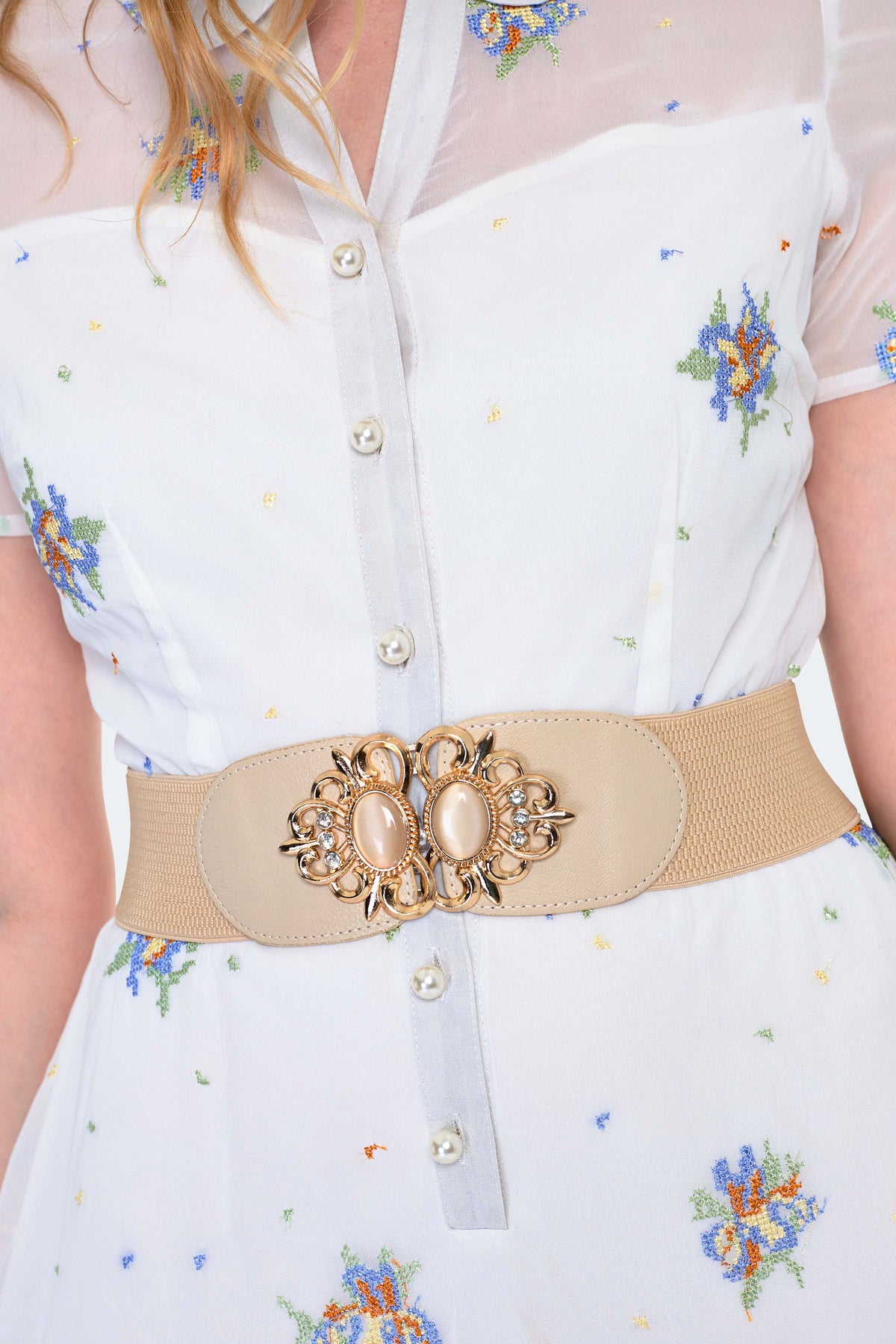 Pearl Buckled Elasticated Belt