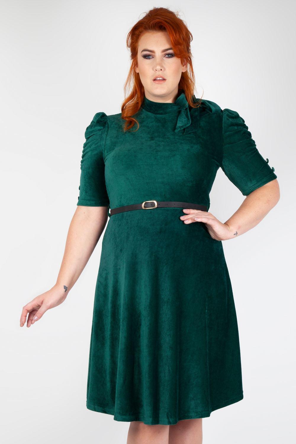 Curve Vixen Penelope Flared Velvet Dress by Voodoo Vixen - Dark Fashion Clothing Curve Vixen Penelope Flared Velvet Dress by Voodoo Vixen - Dark Fashion Clothing