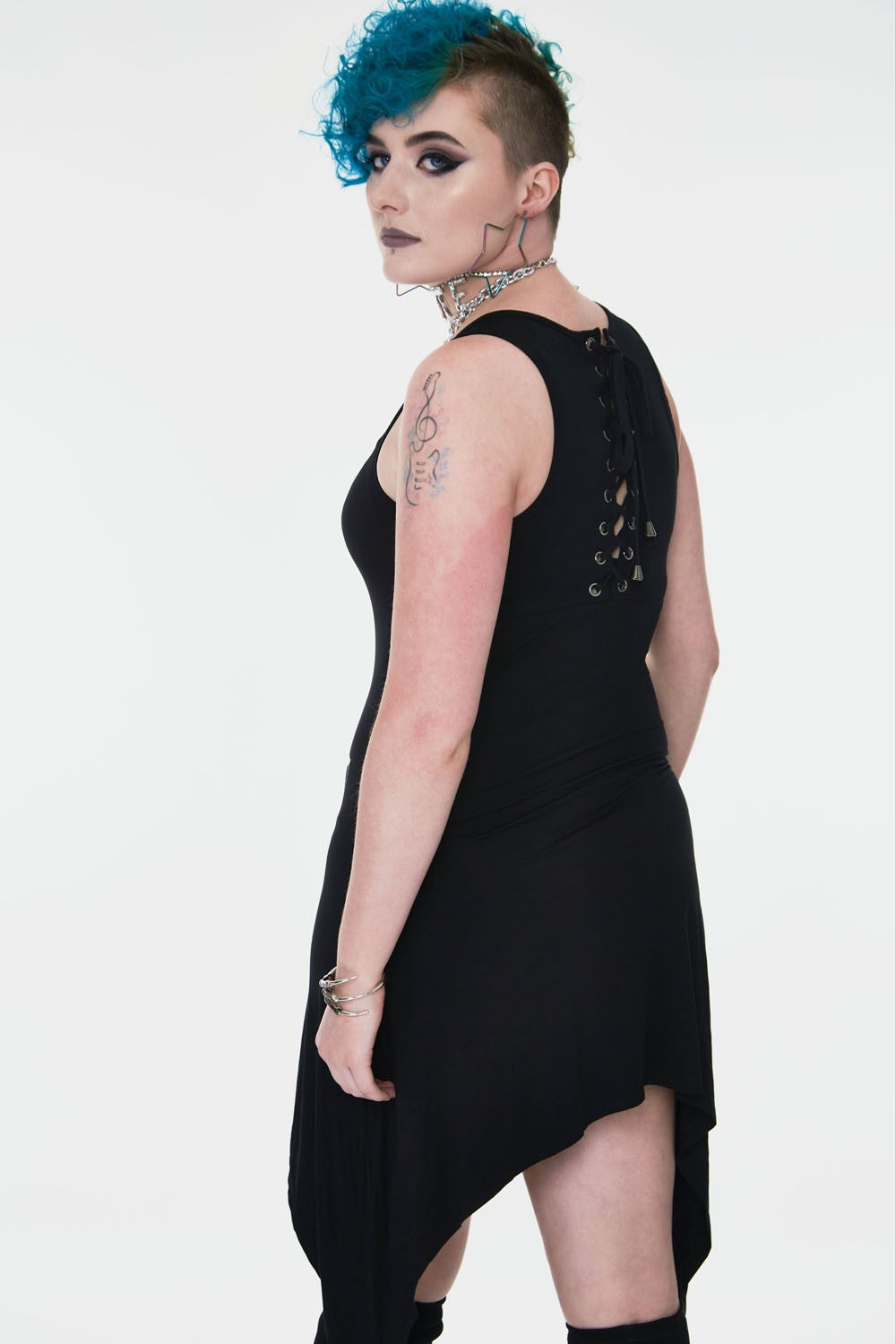 Pentagram Spiral Witchy Dress With Back Ties