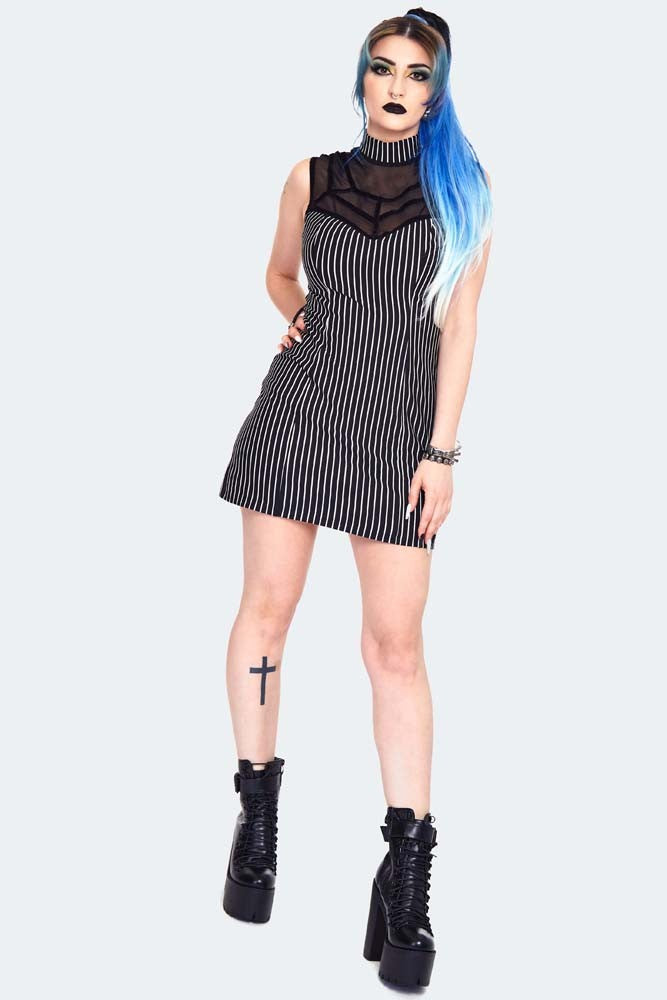 Pinstripe Spiderweb Dress