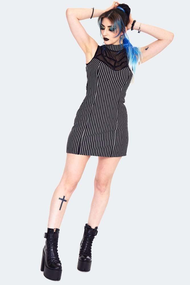 Pinstripe Spiderweb Dress