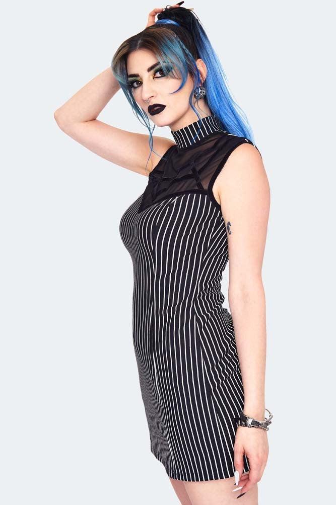 Pinstripe Spiderweb Dress