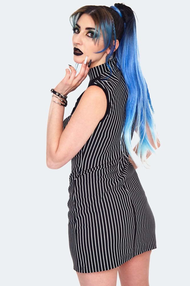 Pinstripe Spiderweb Dress