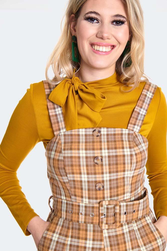 Plaid Cropped Pinafore Jumpsuit