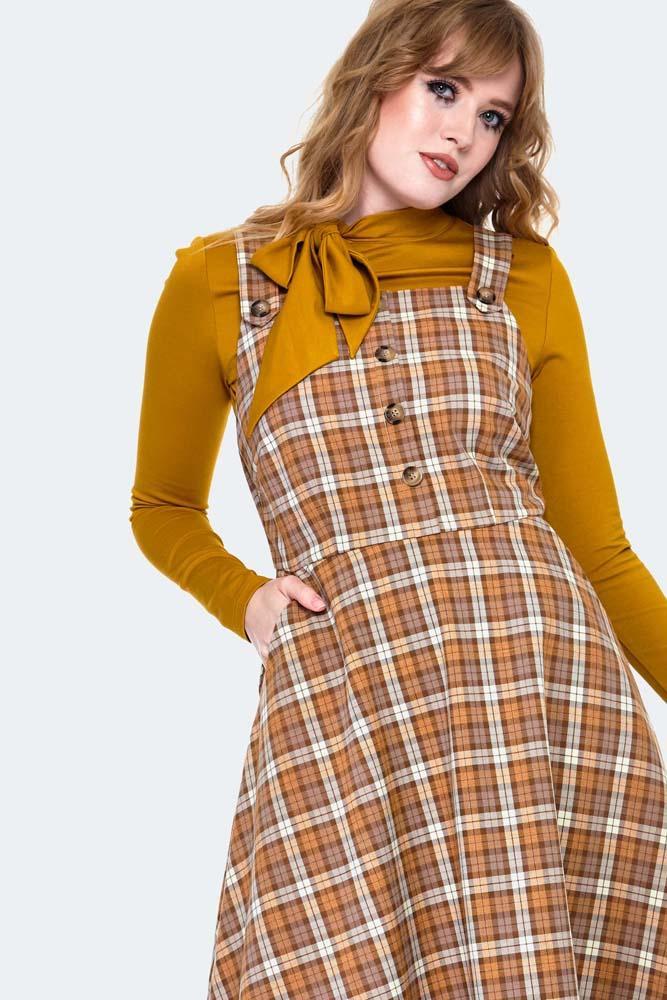 Plaid Pinafore Flare Dress