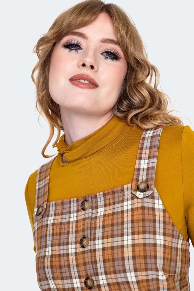 Plaid Pinafore Flare Dress