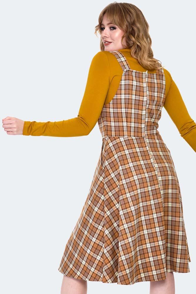 Plaid Pinafore Flare Dress by Voodoo Vixen - Dark Fashion Clothing Plaid Pinafore Flare Dress by Voodoo Vixen - Dark Fashion Clothing