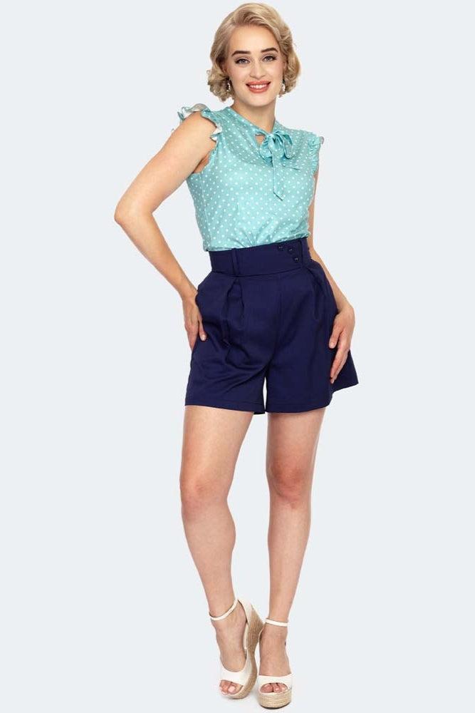 Polka Dot Tie Neck Sleeveless Top