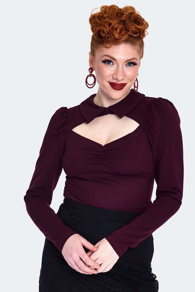 Purple Cut Out Top With Collar