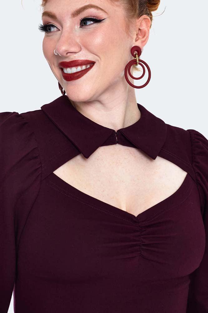 Purple Cut Out Top With Collar