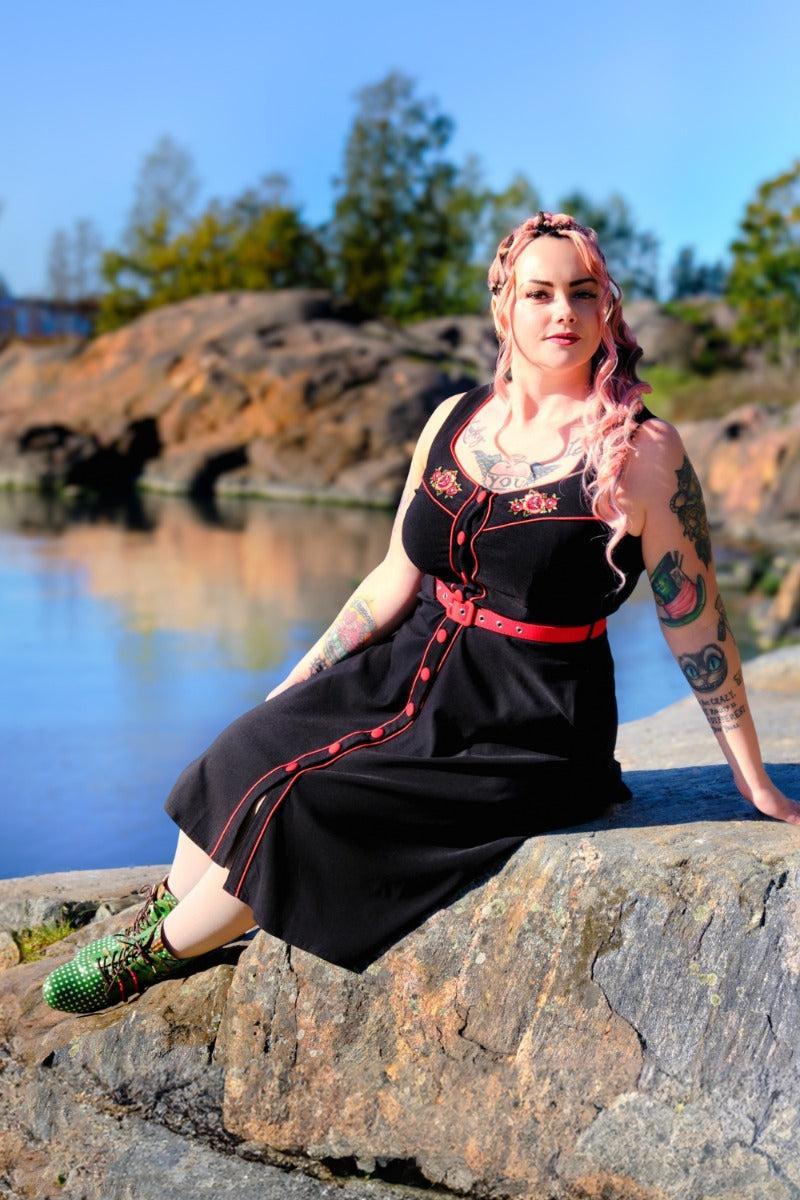 Rose Embroidered Flare Dress