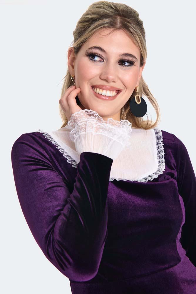 Ruffle Sleeve Velvet Flare Dress