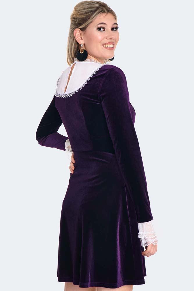 Ruffle Sleeve Velvet Flare Dress