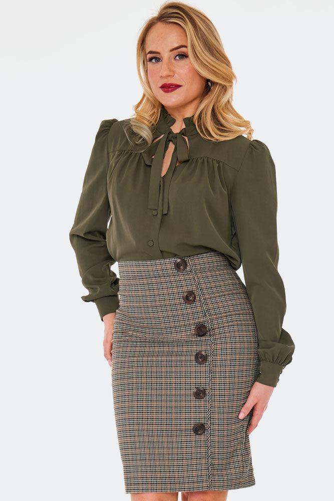 Houndstooth Pencil Skirt