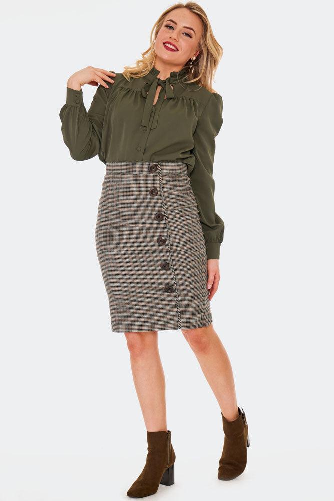 Houndstooth Pencil Skirt