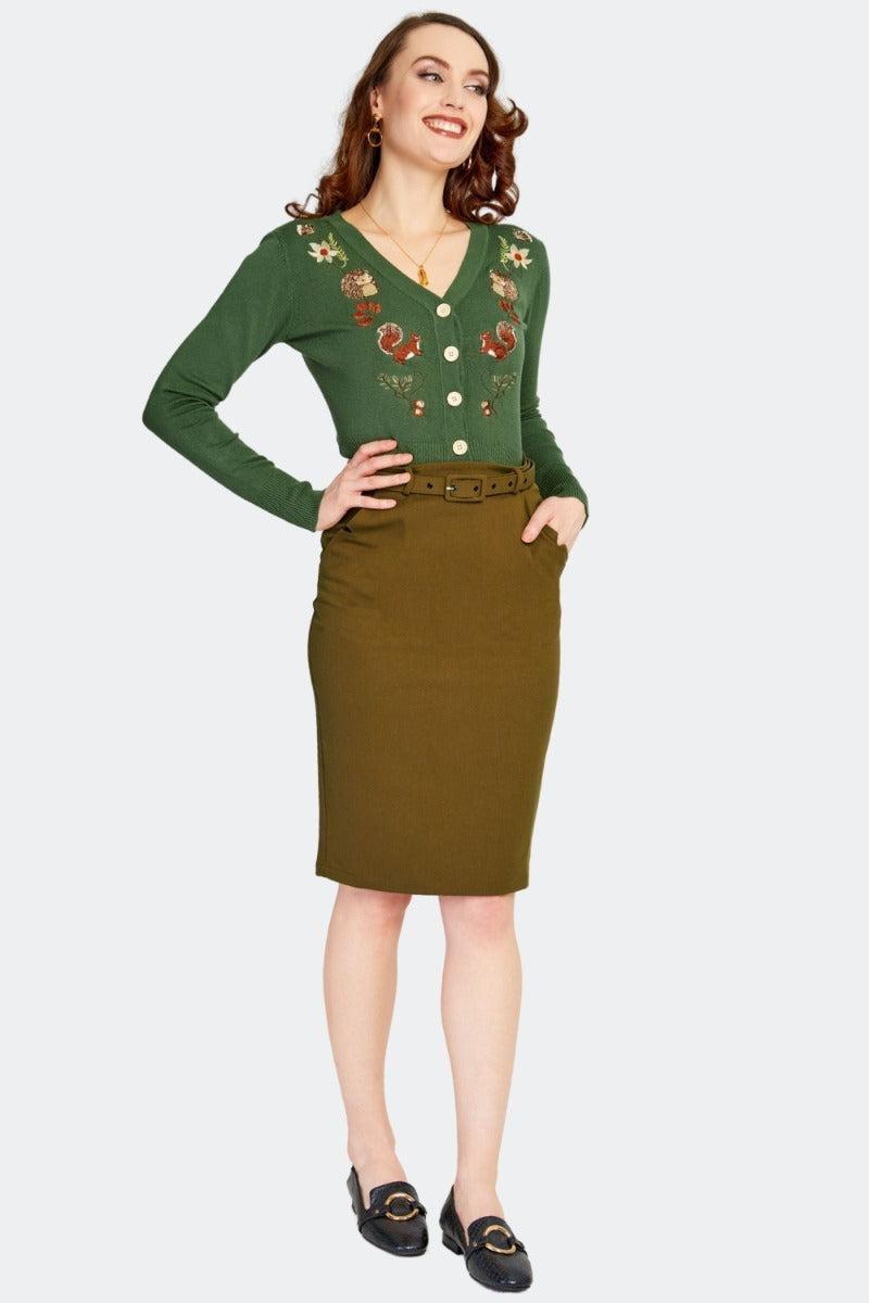 50s Belted Pencil Skirt