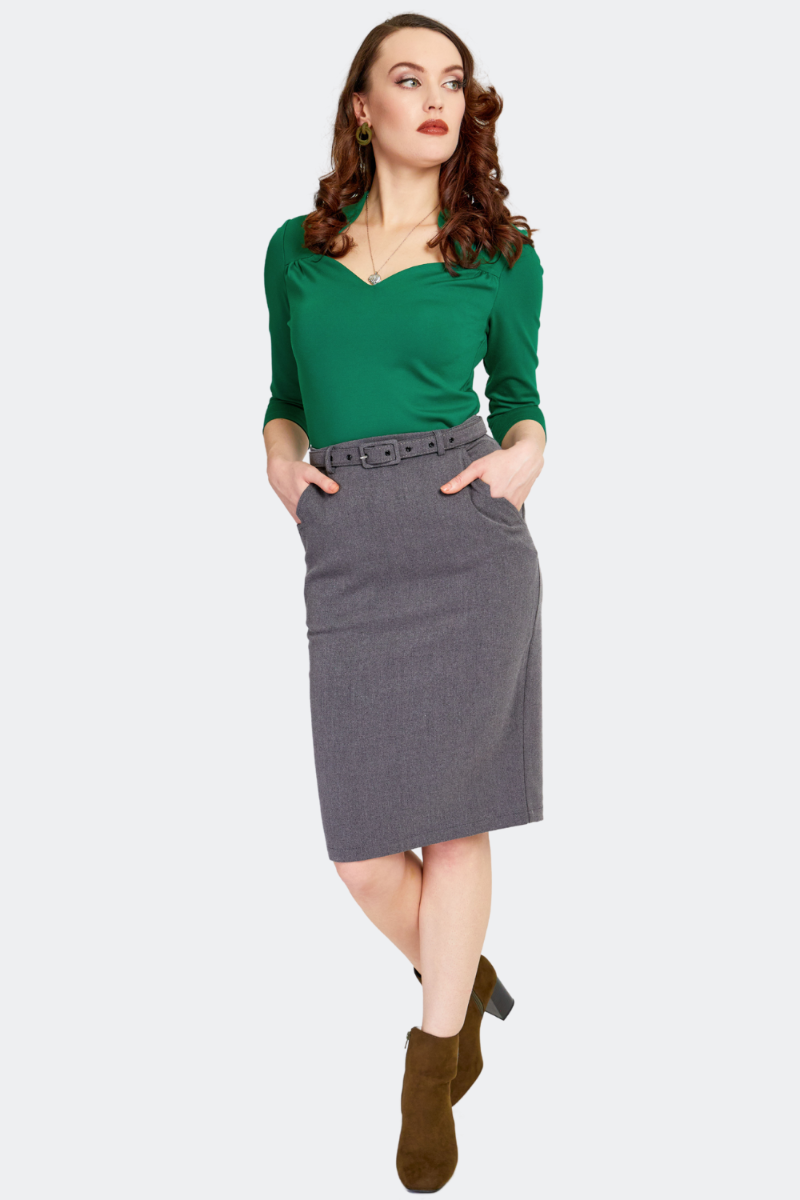 50s Belted Pencil Skirt