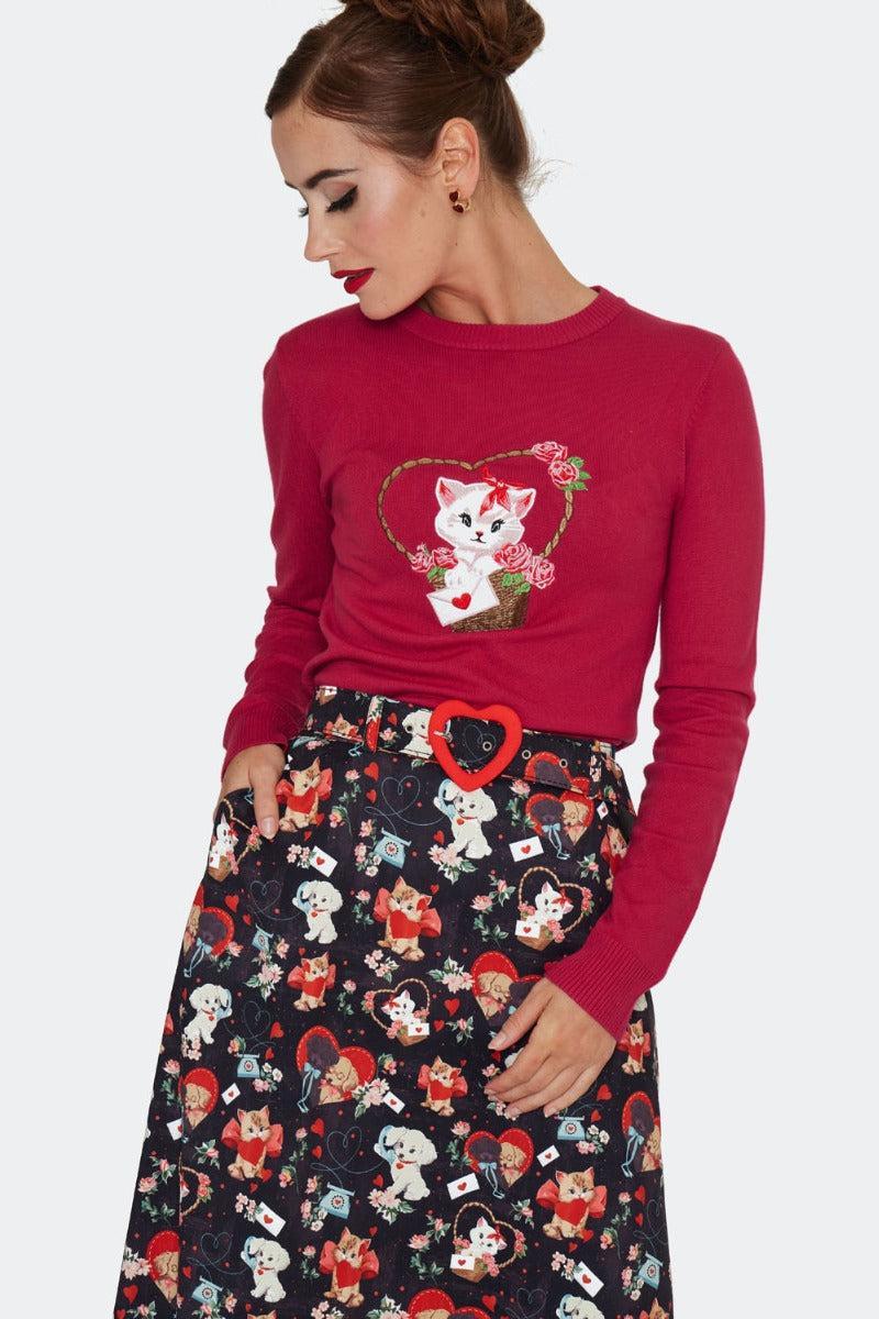 Pin-Up Print Flare Skirt