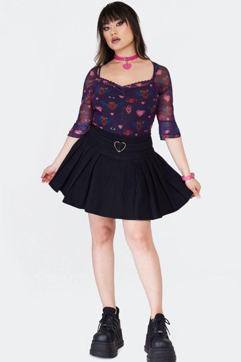 Heart Buckles Pleated Skirt